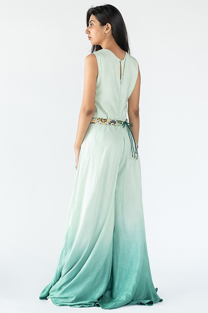 Green Ombre Raw Silk Jumpsuit by Nikita Vishakha at Pernia's Pop Up Shop