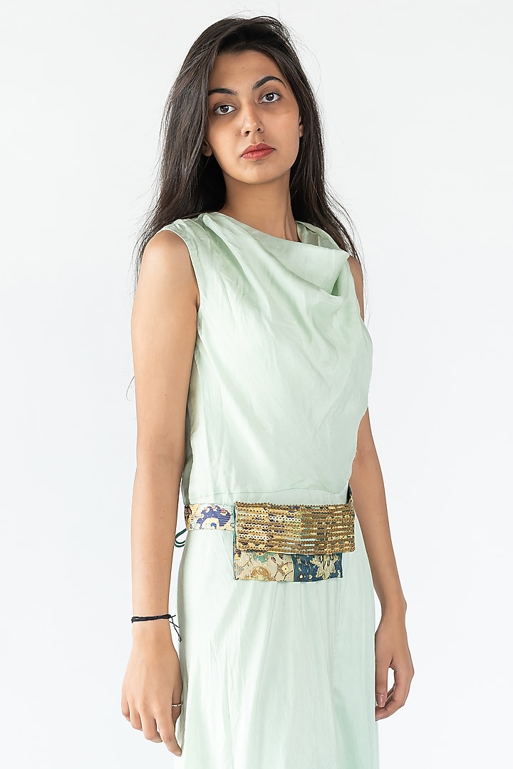 Green Ombre Raw Silk Jumpsuit by Nikita Vishakha at Pernia's Pop Up Shop