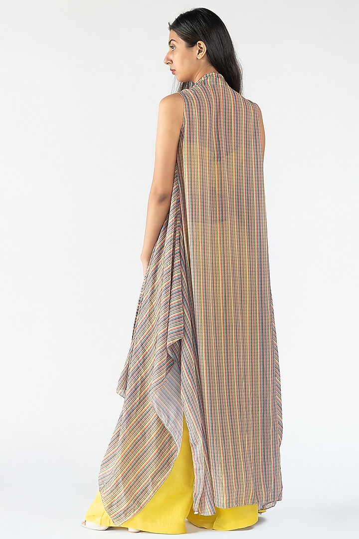 Brown Georgette Printed Cape Set by Nikita Vishakha at Pernia's Pop Up Shop