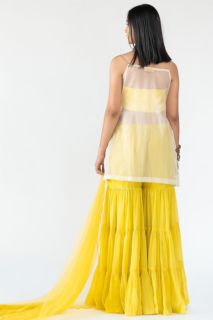 Yellow Gaji Silk Wedding Sharara Set by Nikita Vishakha at Pernia's Pop Up Shop
