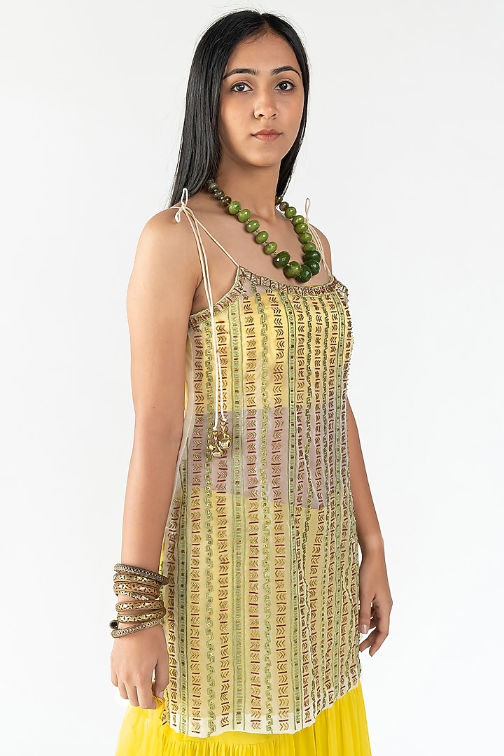 Yellow Gaji Silk Wedding Sharara Set by Nikita Vishakha at Pernia's Pop Up Shop