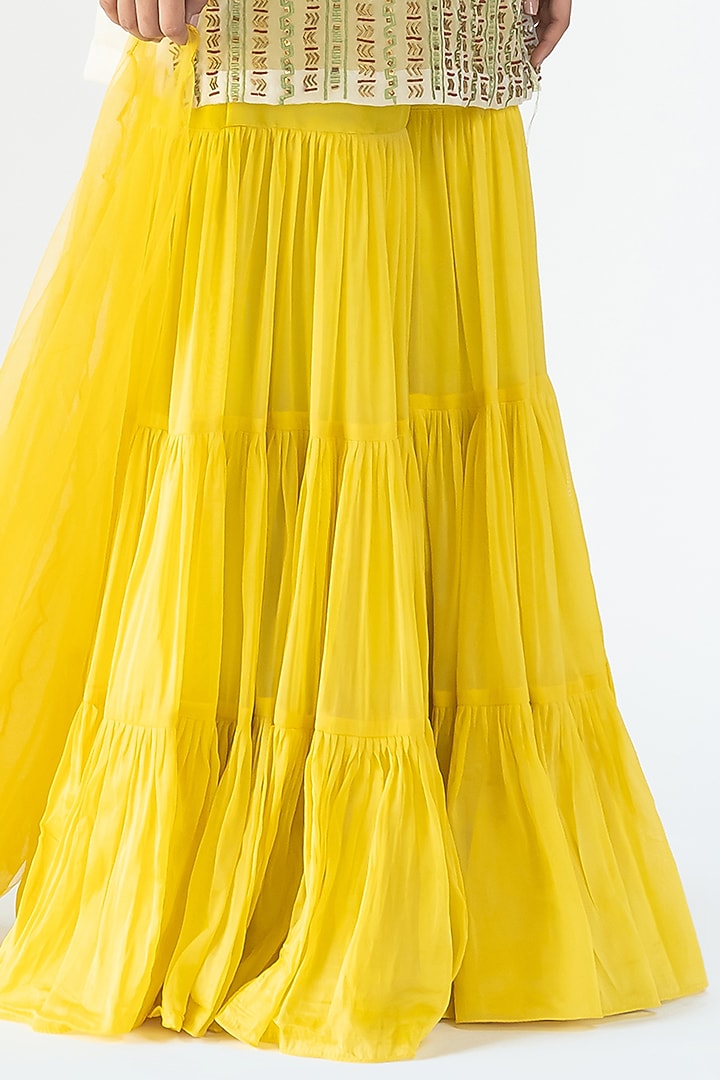 Yellow Gaji Silk Wedding Sharara Set by Nikita Vishakha at Pernia's Pop Up Shop