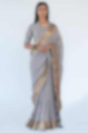 Grey Georgette Saree Set by Nikita Vishakha