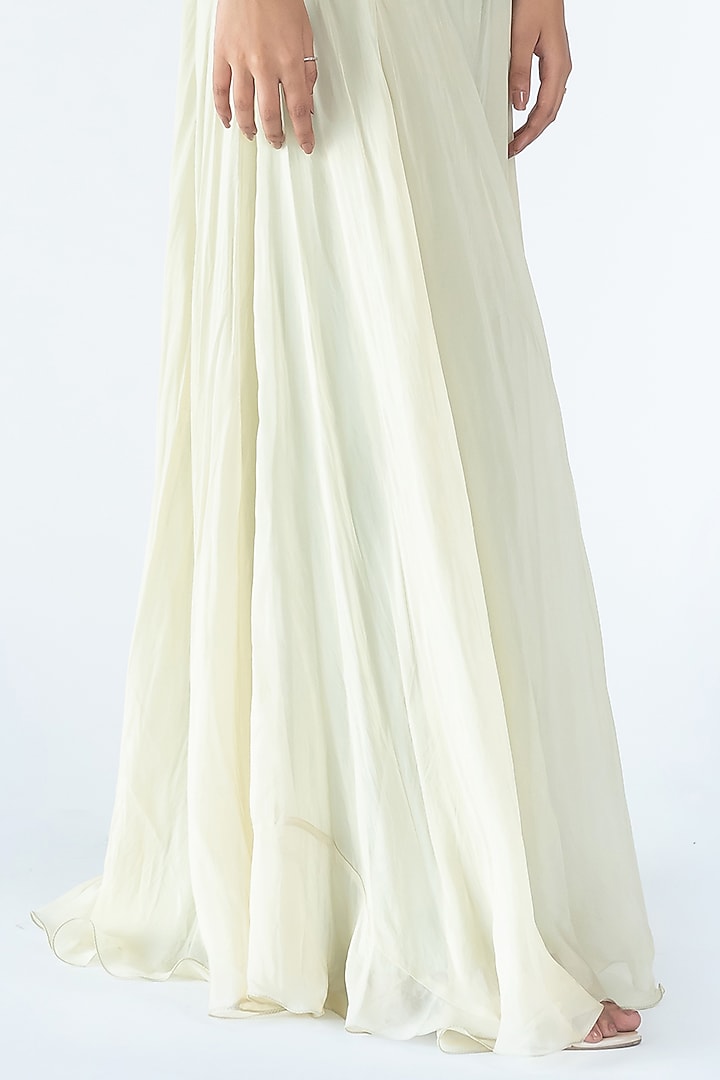 Light Olive Organza Gharara Set by Nikita Vishakha at Pernia's Pop Up Shop