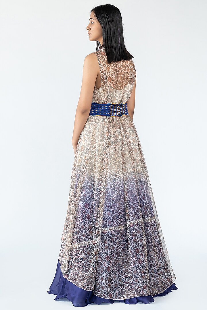 Blue Ombre Organza Party Wear Gown by Nikita Vishakha at Pernia's Pop Up Shop
