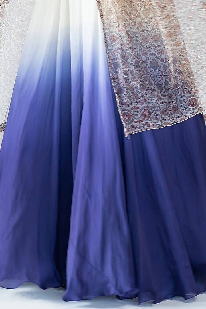 Blue Ombre Organza Party Wear Gown by Nikita Vishakha at Pernia's Pop Up Shop