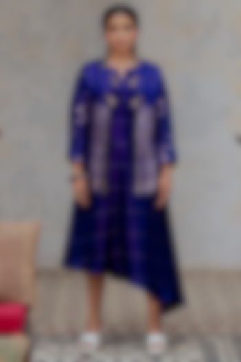 Purple Banarasi Embroidered Jacket Dress by Nikita Vishakha