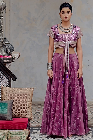Pink Organza Skirt Set by Nikita Vishakha