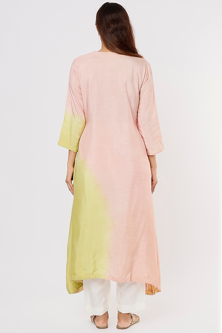 Pink Raw Silk Kurta Set by Nikita Vishakha at Pernia's Pop Up Shop