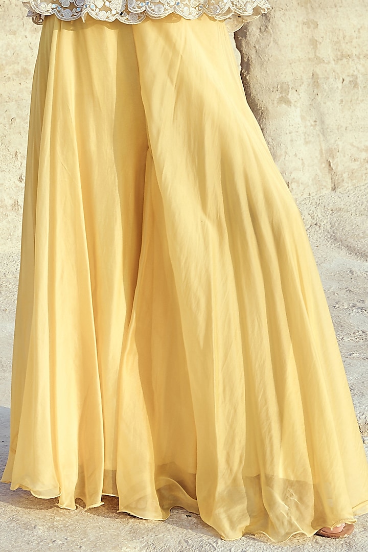 Yellow Organza Wedding Sharara Set by Nikita Vishakha at Pernia's Pop Up Shop