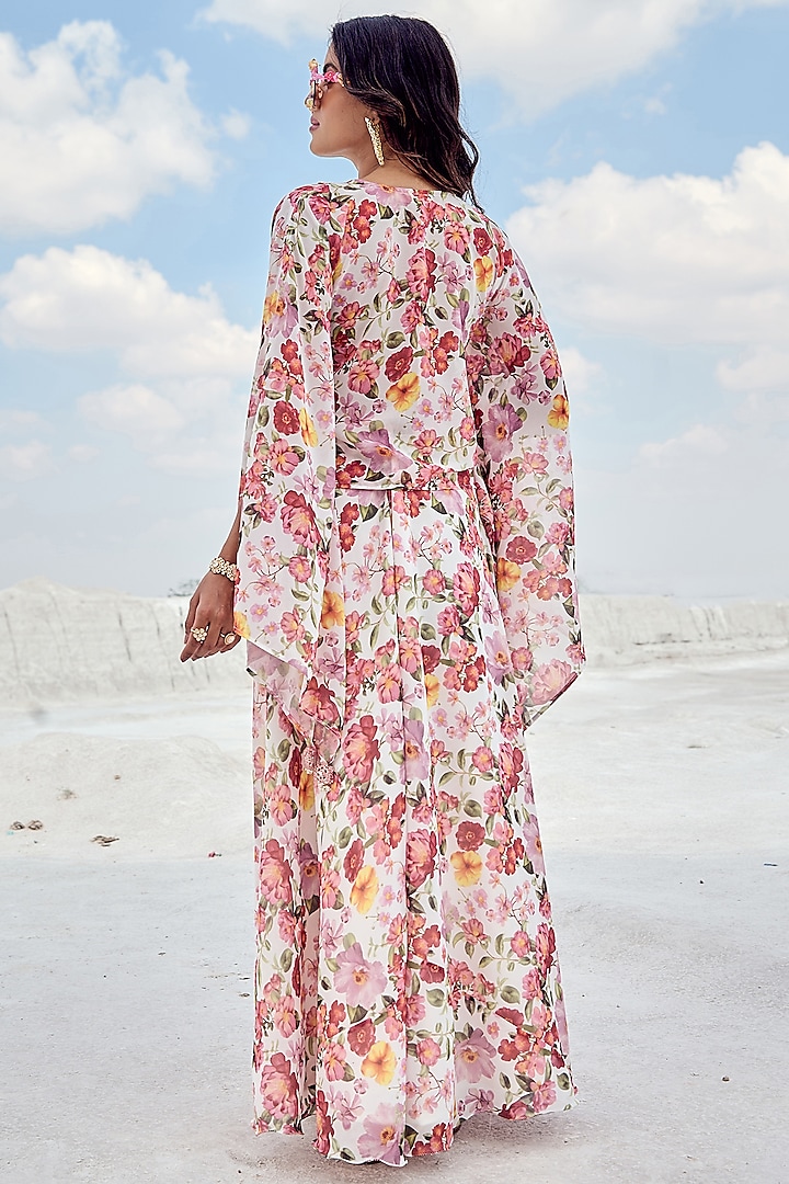 Pink Georgette Printed Party Wear Sharara Set by Nikita Vishakha at Pernia's Pop Up Shop
