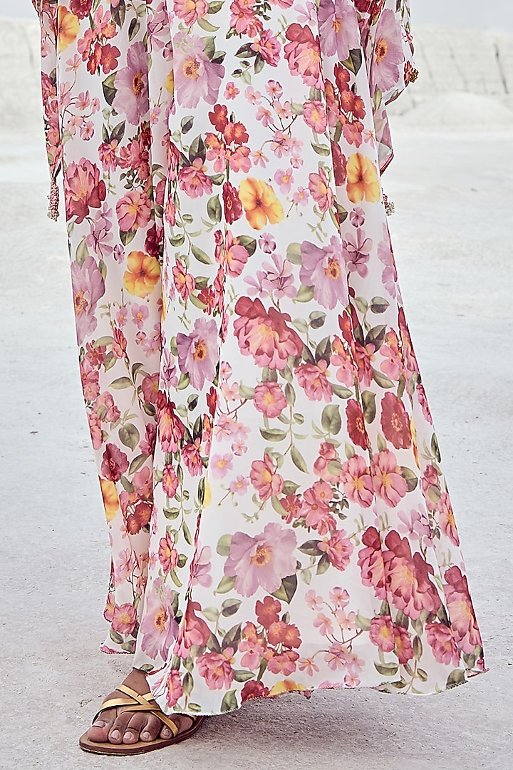 Pink Georgette Printed Party Wear Sharara Set by Nikita Vishakha at Pernia's Pop Up Shop