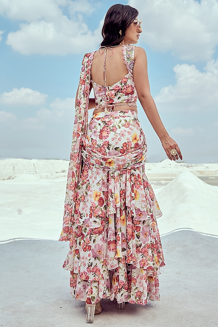 Pink Georgette Printed Pre-Draped Party Wear Saree Set

 by Nikita Vishakha at Pernia's Pop Up Shop