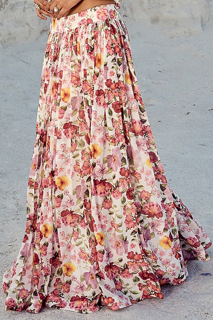 Multi-Colored Georgette Printed Skirt Set by Nikita Vishakha at Pernia's Pop Up Shop