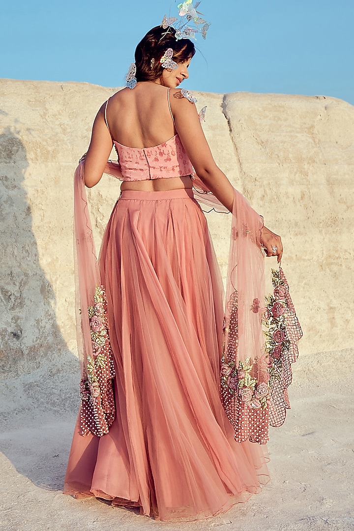 Pink Net & Organza Wedding Lehenga Set by Nikita Vishakha at Pernia's Pop Up Shop