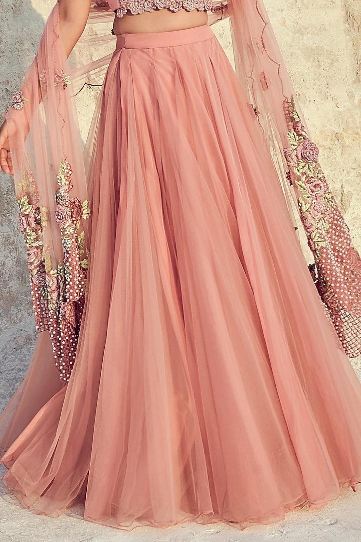 Pink Net & Organza Wedding Lehenga Set by Nikita Vishakha at Pernia's Pop Up Shop