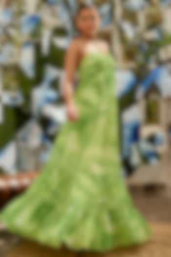 Green Tiered Maxi Dress by Nikita Vishakha