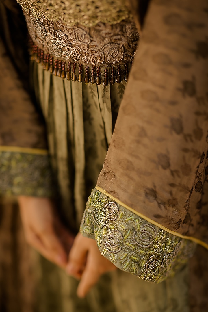 Brown Jacquard Kaftan Set by Nikita Vishakha at Pernia's Pop Up Shop