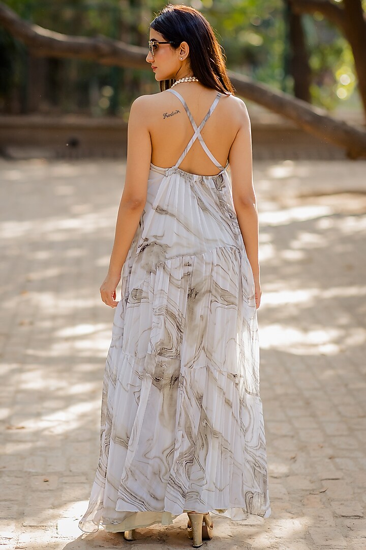Black & White Georgette Layered Vacation Dress by Nikita Vishakha at Pernia's Pop Up Shop
