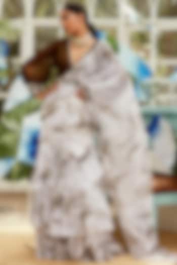 Black & White Embroidered Wedding Saree Set by Nikita Vishakha at Pernia's Pop Up Shop