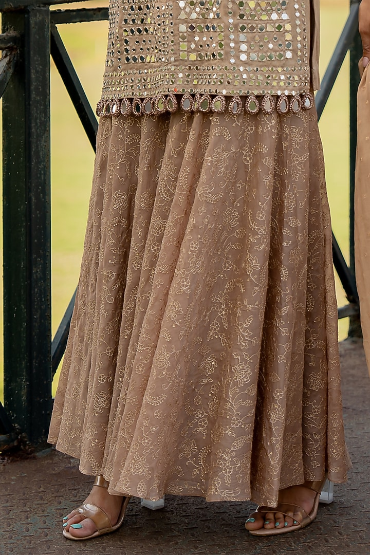 Rose Gold Organza Wedding Sharara Set by Nikita Vishakha at Pernia's Pop Up Shop