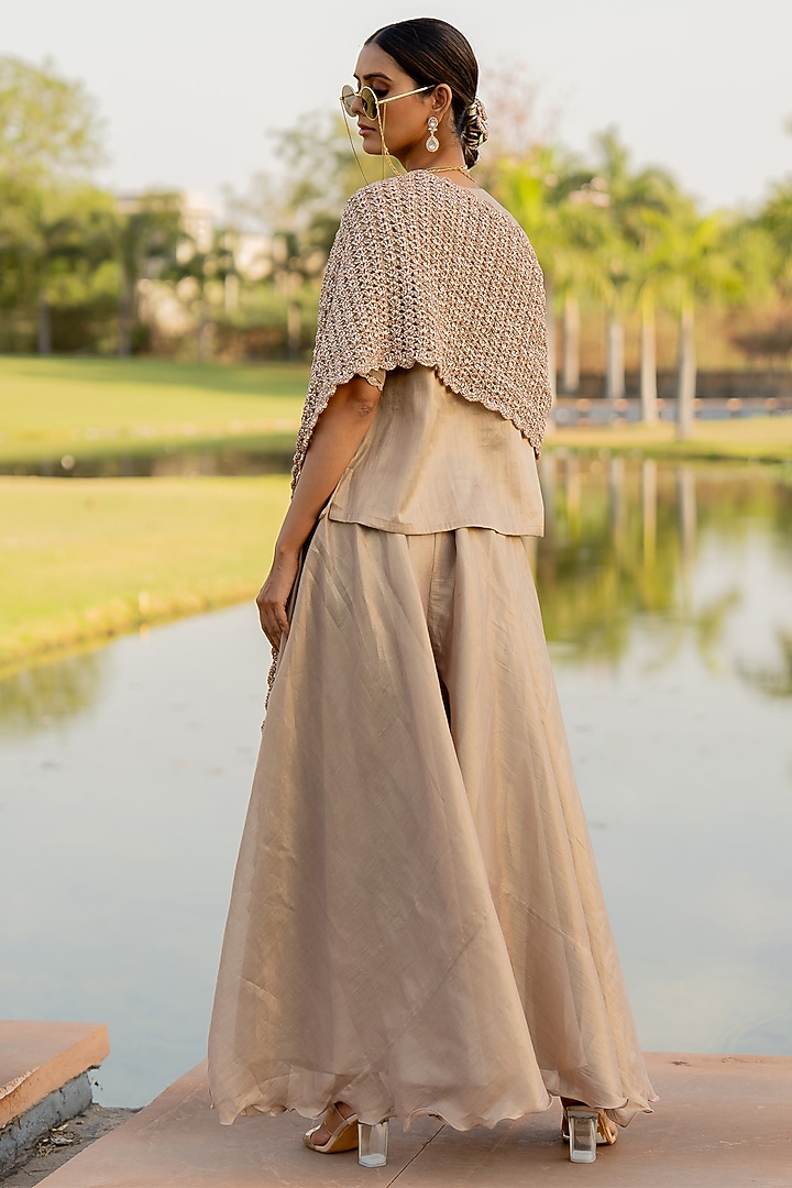 Steel Grey Tissue Party Wear Sharara Set by Nikita Vishakha at Pernia's Pop Up Shop