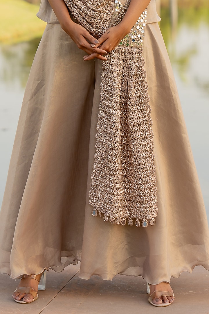 Steel Grey Tissue Party Wear Sharara Set by Nikita Vishakha at Pernia's Pop Up Shop