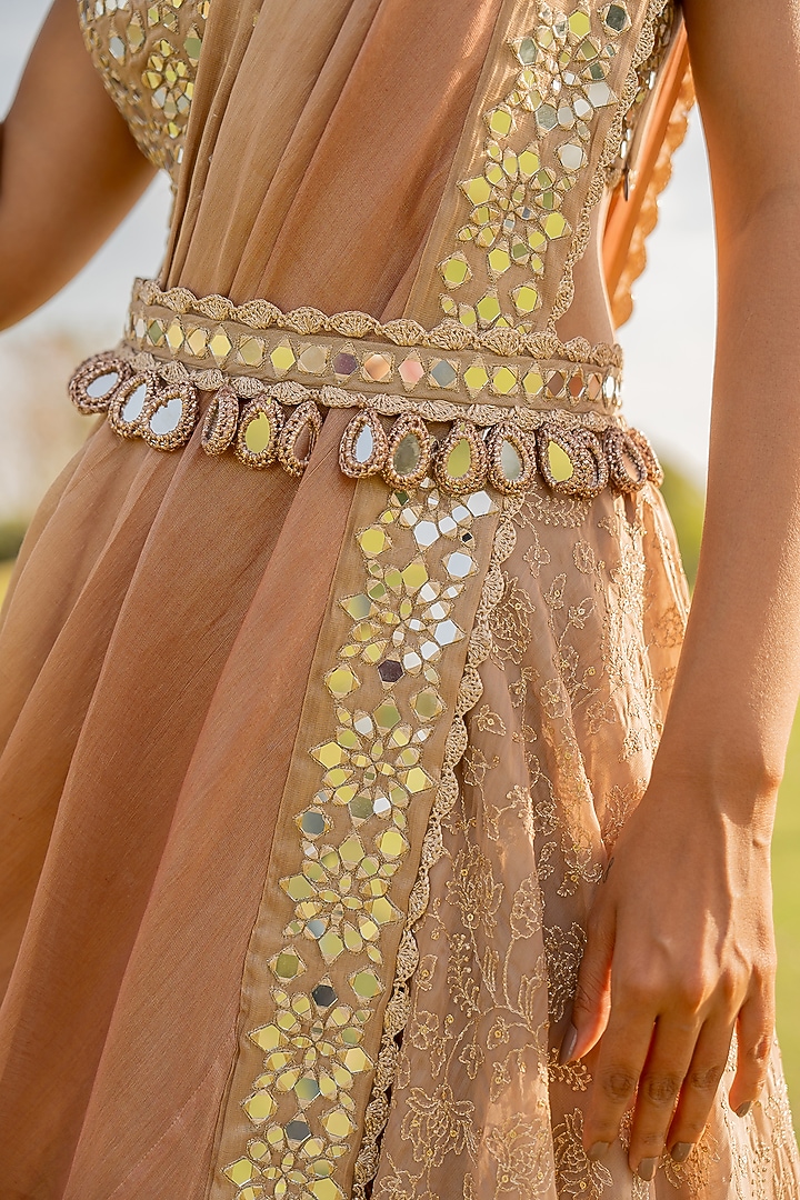 Rose Gold Organza Wedding Sharara Set by Nikita Vishakha at Pernia's Pop Up Shop