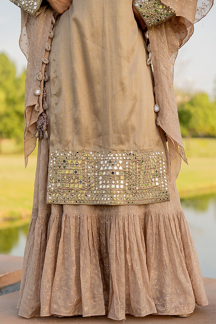 Steel Grey Organza Wedding Sharara Set by Nikita Vishakha at Pernia's Pop Up Shop