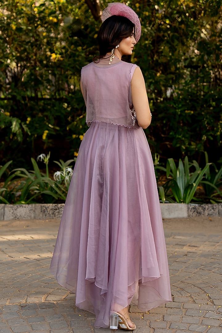 Lilac Organza & Raw Silk Jacket Vacation Dress by Nikita Vishakha at Pernia's Pop Up Shop
