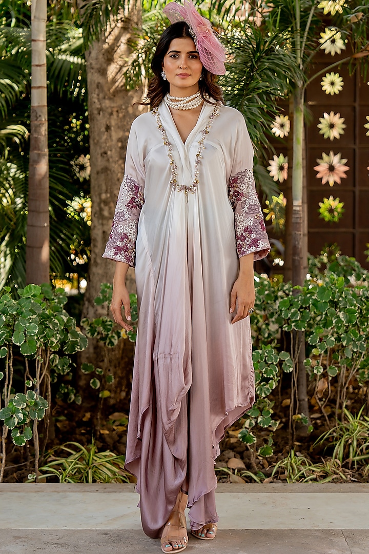 Lilac Crepe Tassel Cowl-Style Maxi Dress by Nikita Vishakha at Pernia's Pop Up Shop