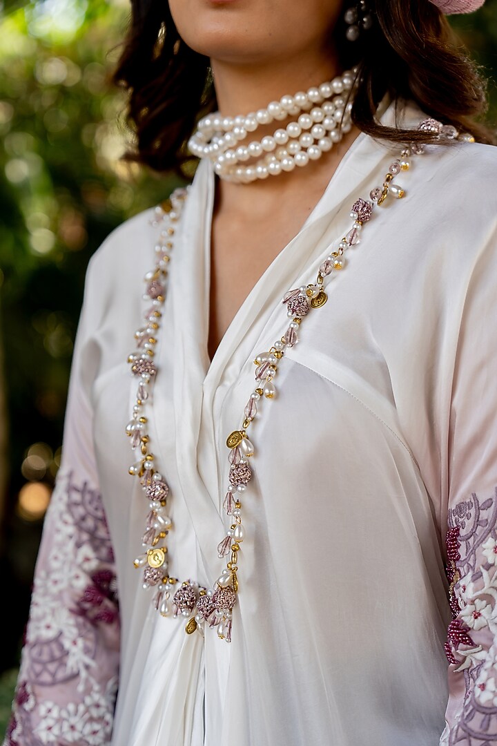 Lilac Crepe Tassel Cowl-Style Maxi Cocktail Dress by Nikita Vishakha at Pernia's Pop Up Shop