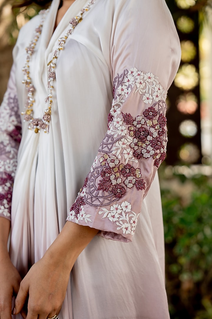 Lilac Crepe Tassel Cowl-Style Maxi Cocktail Dress by Nikita Vishakha at Pernia's Pop Up Shop
