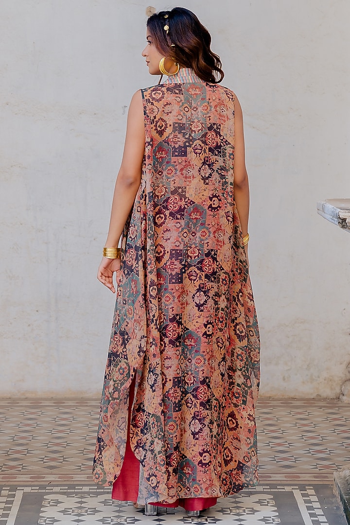 Rust Raw Silk Embroidered Pant Set by Nikita Vishakha at Pernia's Pop Up Shop