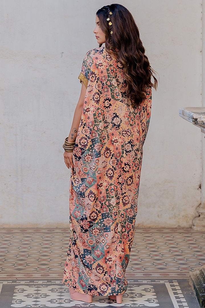 Rust Printed Kaftan by Nikita Vishakha at Pernia's Pop Up Shop