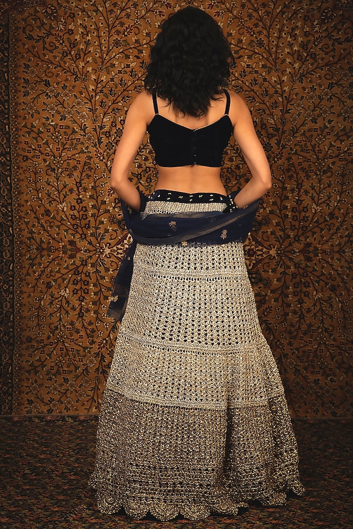 Pearl White Hand-Dyed Wedding Lehenga Set by Nikita Vishakha at Pernia's Pop Up Shop