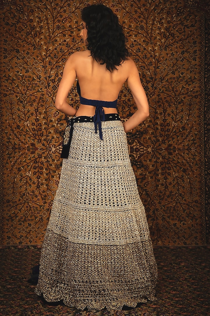 Pearl White Embroidered Wedding Lehenga Set by Nikita Vishakha at Pernia's Pop Up Shop