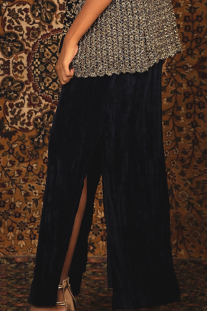 Sapphire Blue Cocktail Dress With Hand Embroidered Shrug by Nikita Vishakha at Pernia's Pop Up Shop