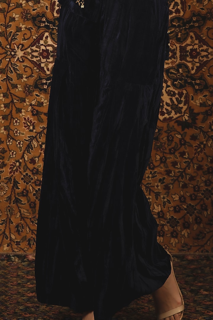 Sapphire Blue Velvet Pant Set by Nikita Vishakha at Pernia's Pop Up Shop