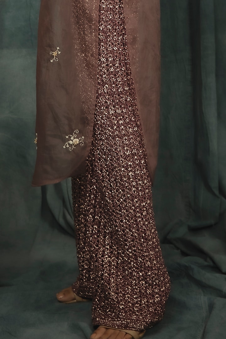 Soft Lilac Hand Embroidered Tunic Set by Nikita Vishakha at Pernia's Pop Up Shop