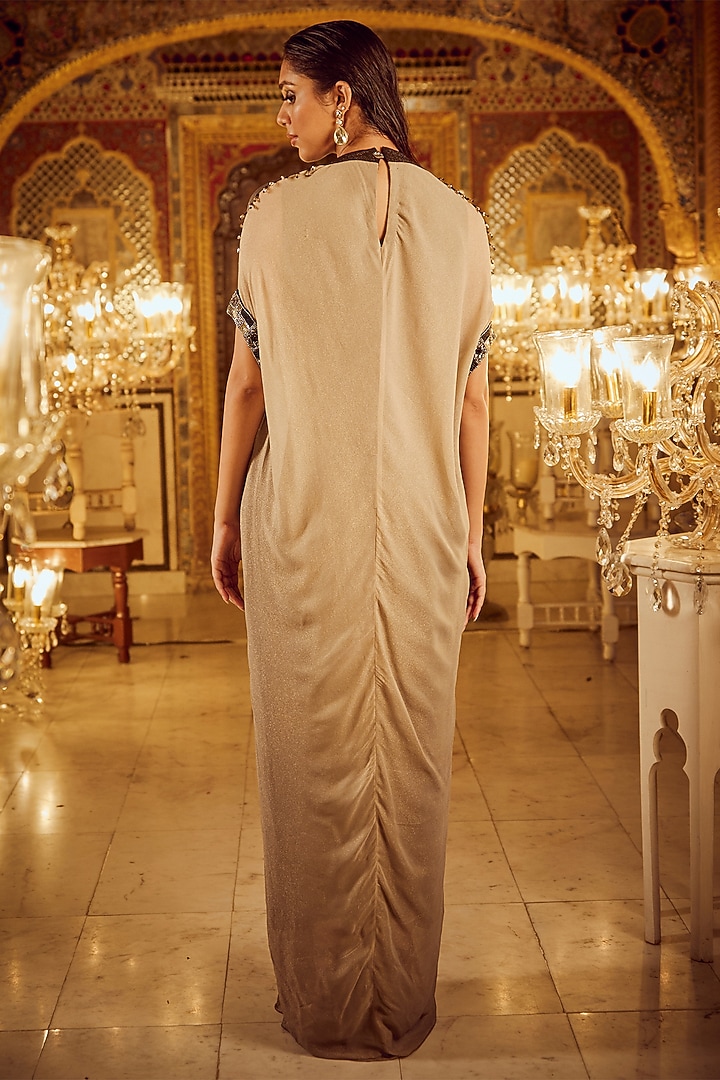 Black Ombre Organza & Shimmer Bead Embroidered Kaftan by Nikita Vishakha at Pernia's Pop Up Shop