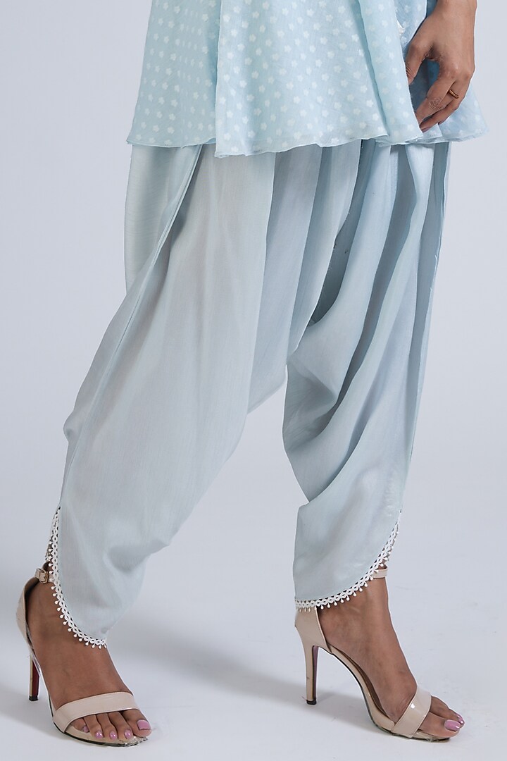 Ice Blue Pure Chanderi Sequins & Moti Embellished Short Jacket Set by NIMA FASHIONS at Pernia's Pop Up Shop