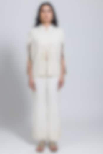 White Georgette Pant Set by NIMA FASHIONS