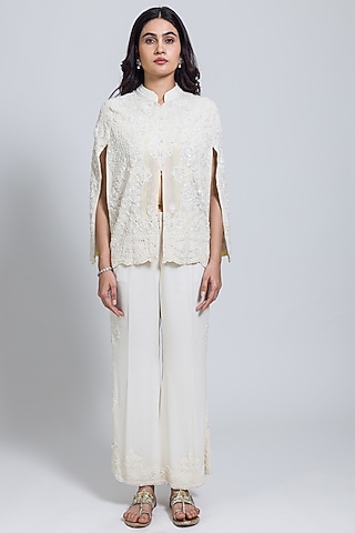 White Georgette Pant Set by NIMA FASHIONS