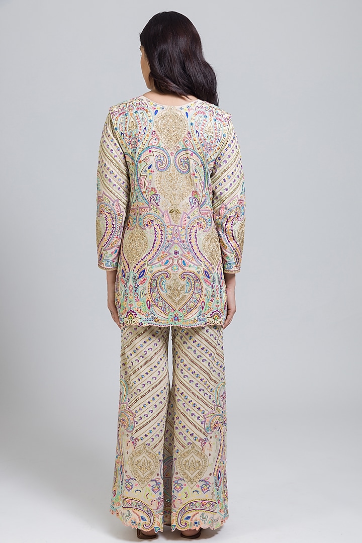 Multi-Colored Georgette Thread Hand Embroidered Jacket Set by NIMA FASHIONS at Pernia's Pop Up Shop