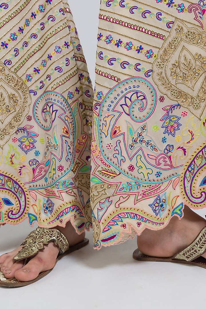 Multi-Colored Georgette Thread Hand Embroidered Jacket Set by NIMA FASHIONS at Pernia's Pop Up Shop