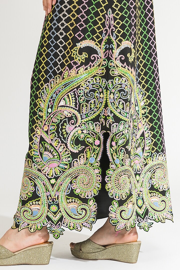 Multi-Colored Thread Hand Embroidered Skirt Set by NIMA FASHIONS at Pernia's Pop Up Shop