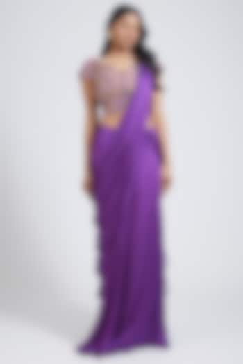 Purple Georgette Saree Set by NIMA FASHIONS
