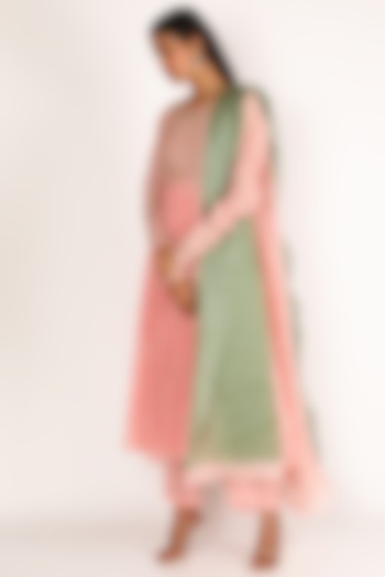 Blush Pink Embroidered Anarkali Set by Label Nimbus