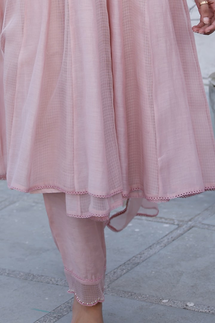 Ditsy Pink Angrakha Anarkali Set